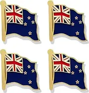 [HSQCEZ] 4 Pack New Zealand Flag Lapel Pin - New Zealander Flags Pins Lapel Hat Backpacks Suit Decoration & Men Women Waving Patriotic Enamel Metal Badge Souvenir, Zinc, no gemstone