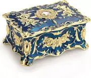 SANKYO BLUE TIN ALLOY RECTANGLE MUSIC BOX ♫ HOWLS MOVING CASTLE ♫