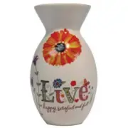 Lori Siebert Delight In Life 22313 LIVE HAPPY 6.5 inch Ceramic Vase BNIB
