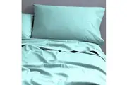 Park Avenue 500TC Double Bed Natural Cotton Fitted Sheet Pillowcases Turquoise