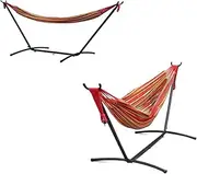 Hammock Hammock Steel Stand - Space Saving Two Person Lawn Patio Portable Travel Hammock with Stand Lightweight(Brown)