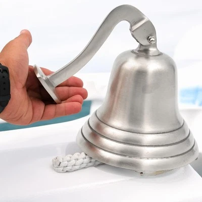 Nautical Wall Hanging Ship Bell 6", Silver Chrome Maritime Brass Ship Bell