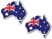 Aussie Flag Map (Flat) Sticker 110mm x 100mm 2 Pack Quality Water/fadeproof Vinyl