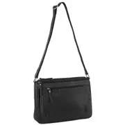 Milleni Women's Nappa Leather Shoulder Crossbody Bag 35x22cm Black