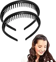 Unisex Headbands Teeth Comb Hairband 2 Pack Sports Hair Bands Plastic Toothed Hairbands Non-Slip Headbands for Women Men