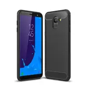 Brushed Texture Carbon Fiber Shockproof TPU Case for Galaxy J6 2018 (EU Version)(Black)