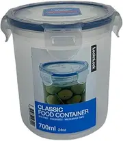 [LocknLock] Round Tall Food Container, 700 ml | Airtight | Leak-Proof | Patented Four-Hinge Locking System | Keeps Food Fresh | Ideal for Fridge & On-the-Go | Heat & Stain Resistant - Clear/Blue