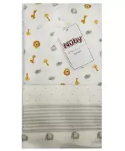 Nuby 4Pack Neutral Receiving Blankets Gift Set Zoo Theme