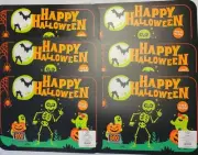 Hyde & Eek Set Of 6 Vinyl Placemats - Happy Halloween Kids Neon Skeleton 15x12