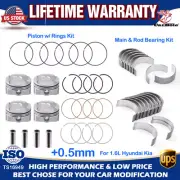 Oversize 0.50MM Bearing Shell+Piston & Rings Kit for Hyundai Kia Accent Rio 1.6L (for: Hyundai)