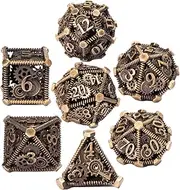 UBEUCK 7pcs DND Dice Set, Dungeons and Dragons Dice and Mechanical Geared Dice Design,Unique Metal Dice Set,Steampunk Polyhedral Dice Games Set for RPG,MTG,Pathfinder, D and D Dice Set (Bronze Gear)