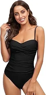 [TEMKIN] Women's One Piece Swimsuits Sexy Backless Swimming Costume for Women Adjustable Strap Ruched Bathing Suits
