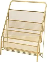 Ｂｅｓｇａ Kids Slings Bookshelf Organizer 3 Tier Preschool Magazines Classroom Nursery Bedroom Reading Book Coloring Book Display Stand, Golden