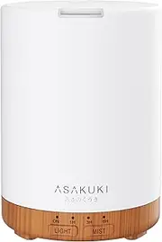 ASAKUKI 300ML Essential Oil Diffuser, Quiet 5-in-1 Premium Aromatherapy Humidifier, Natural Home Fragrance Aroma Vaporizer with 7 LED Color Changing Light and Auto-Off Safety Switch