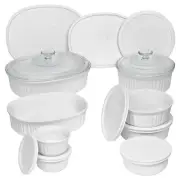 CorningWare French White 18 Piece Bakeware Set Oven Microwave Safe with Lids