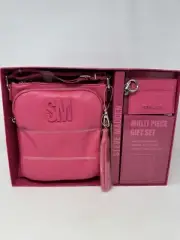STEVE MADDEN CROSSBODY BAG with Credit Card Holder PINK tassel key chain NIB HTF