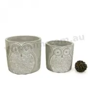 3x Set 6pcs Rustic Handmade Concrete Cement Garden Planter Flower Pot Decor Owl