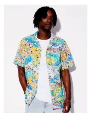 [Kenji] Mysticism Print Short Sleeve Rayon Shirt in Assorted