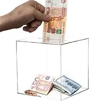 Square Money Box | Acrylic Piggy Bank | Money Tip Box | Clear Acrylic Money Box | Break to Open Square Money Box | Save Up Smash Money Box | for Coin Bank Cash Container Box