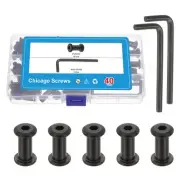 40 Set Chicago Screws Assorted Kit, M8x25mm Leather Rivet Binding, Black