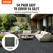 Interlocking Deck Tiles 54 Pack 12"x12" Plastic for Porch Dark Grey