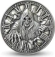 Memento Mori Challenge Coin - 1.57" Motivational Gift with Skull, Hourglass, and Time Symbol - Inspirational Collectible for Life Reflection and Courage