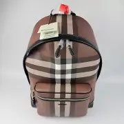 BURBERRY Jett Check Birch Brown Backpack New And Authentic