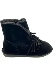 BEARPAW Christie Suede Sheepskin Fringe Boot with NeverWet Black II