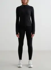 [AIM'N AU] Black Sense Tights & Zip Jacket Set