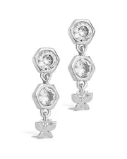 Sterling Forever CZ Honeycomb & Butterfly Earrings