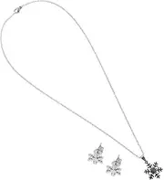 [Baluue] 1 Set Christmas Snowflake Jewelry for Women Elegant Pendant Necklace and Earrings for Holiday Celebrations and Gifting Sweater Chain Accessory