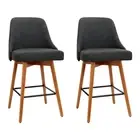Artiss Set of 2/4 Wooden Fabric Bar Stools Square Footrest - Charcoal/Light Grey