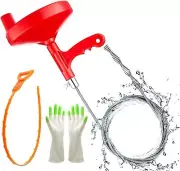 Forlivese Plumbing Snake Drain Auger, 25 Ft Flexible Sink Snake, Pipe Red
