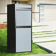Groverdi Parcel Box Post Letter Box Package Drop Mailbox Security Lock Black Grey