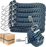 GANAZONO 6 Pcs Adjustable Bungee Cords with Hooks Heavy Duty Extra Long Straps with Metal Buckle for Securing Luggage Camping Gear Outdoor Equipment Stylish Design