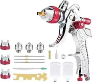 HVLP Gravity Feed Spray Gun Kit with 1.4mm 1.7mm, 2mm Nozzles Professional Auto Paint Sprayer for Car Primer 3 Tips Included