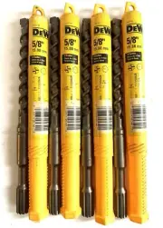 DEWALT 4 PIECE 5/8" SPLINE SHANK ROTARY HAMMER DRILL BIT MASONRY LOT (DW5740)