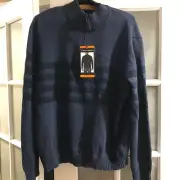 Tahari Men's Sweater Quarter Zip Pullover Navy XXL NWT