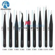 9PCS ESD Anti-static Stainless Steel Tweezers Set Electronic Repair Tools Kit