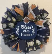 Fall wreath, “BLESS THIS HOME” Wreath, Autumn Wreath, Welcome Wreath, Fall Decor