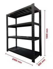 2.4m L×1.8m H×0.6m D Heavy Duty Shelving Garage Warehouse Storage Metal Rack