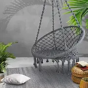 Gardeon Hammock, 124cm Height Chair Portable Camping Swing Hanging Chairs Hammocks Patio Backyard Porch Outdoor Indoor Furniture, 120kg Capacity Firm Structure Grey