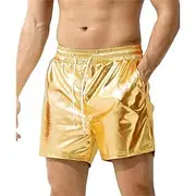 Retro Vintage 1980s Shorts Disco Shiny Latex Patent Metallic Plain Men's Halloween Carnival Pride Parade Pride Month Adults' Shorts Summer