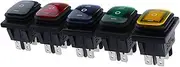 KLVN KCD4-203 Heavy Duty 16A 250VAC 30x22 Waterproof Rocker Switch 6pin DPDT ON Off ON 12V 220V Red Green LED Light Rocker Switch(Red)