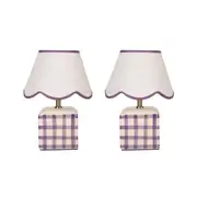 Set Of 2 Amos Ceramic Base Fabric Shade Table Light Lamp Purple