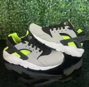 Nike Air Huarache Run GS Wolf Grey Electric Volt Black 654275-015 sz 6.5Y/8 Wom