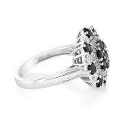 Sterling Silver 1.44Ct Natural Blue Sapphire with 34White Zirconia Ring, Q
