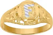 [JewelryWeb] Two tone Gold Teen-Teen Letter Name Personalized Monogram Initial F Band Ring 7.5x2.20mm Wide Size J 1/2