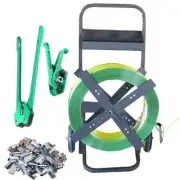 Strapping Trolley Dispenser +1.2KM Heavy Duty PEP/PP Packaging Strap Clips Tools