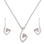 925 Silver Earrings Amethyst Treble Clef Music Note Jewellery Set - Silverly